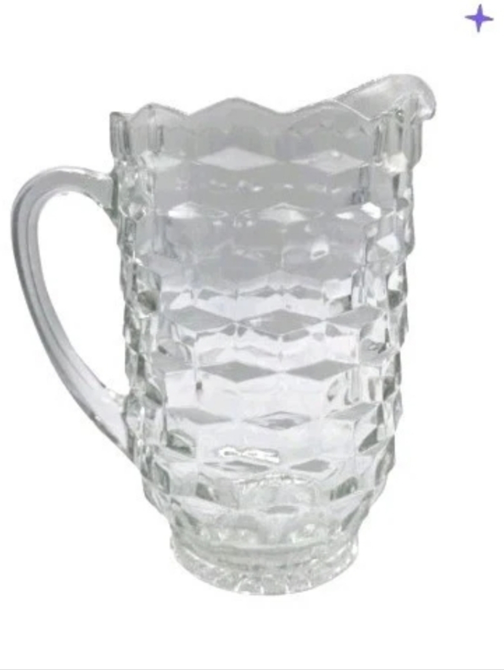 FOSTORIA AMERICAN CUBIST WHITEHALL COLONY GLASS 8.5" WATER PITCHER Serveware